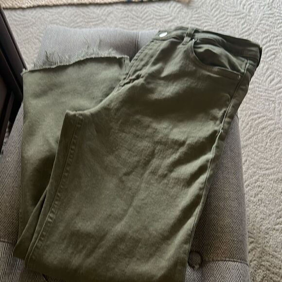 Mango Sienna flared cropped jeans size 10 In Army Green - Picture 14 of 15